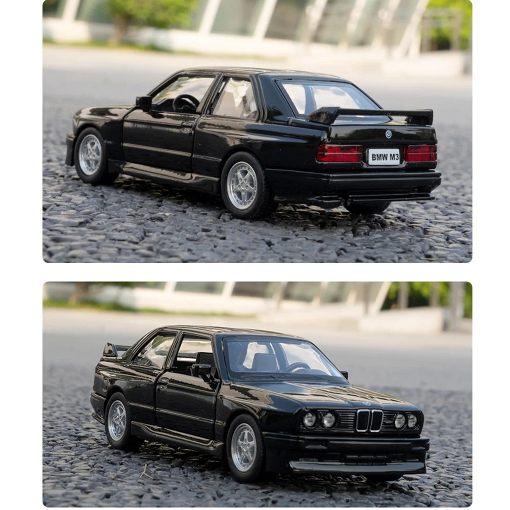 1:36 BMW M3 1987 automodellen Legering spuitgieten speelgoed met 2 deuren geopend Pull Back-functie Voertuig speelgoed voor kinderen Kindercadeaus
