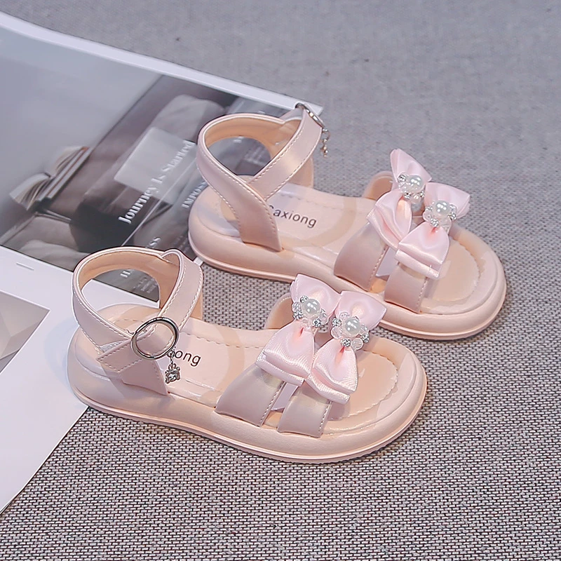 Girls Casual Shoes Korean Style Versatile Kids Fashion Beach Shoes Open Toes 2026 Summer New Children Princess Sandals Non-slip