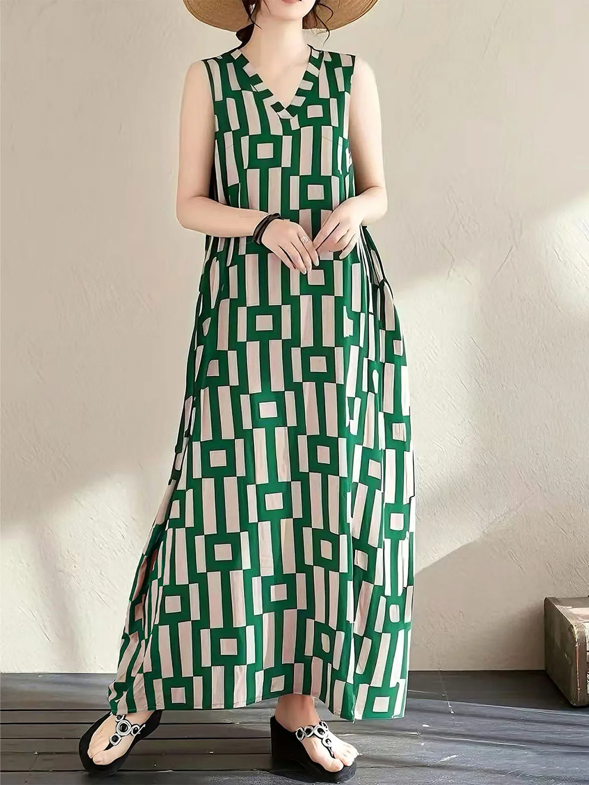 Robe caftan style Boho pour femmes, col en v, légère, coupe ample, Cover-Up pour la plage, Vintage, fluide, été, 2025