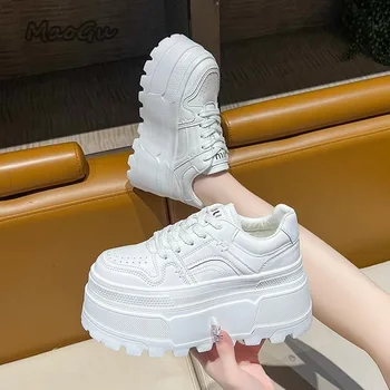 Casual Vulcanized Shoes, Lace-up Sneakers for Women