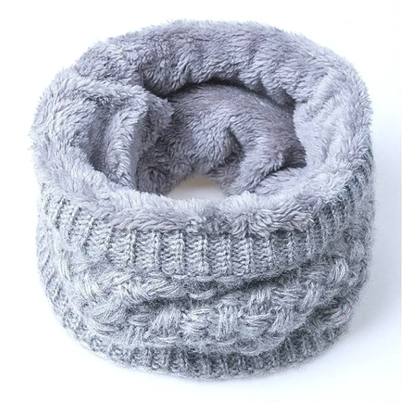 Winter Scarf for Women Children Baby Warm Cotton Brushed Knit Neck Warmer Circle Ski Climbing Scarf Neck Scarves Men