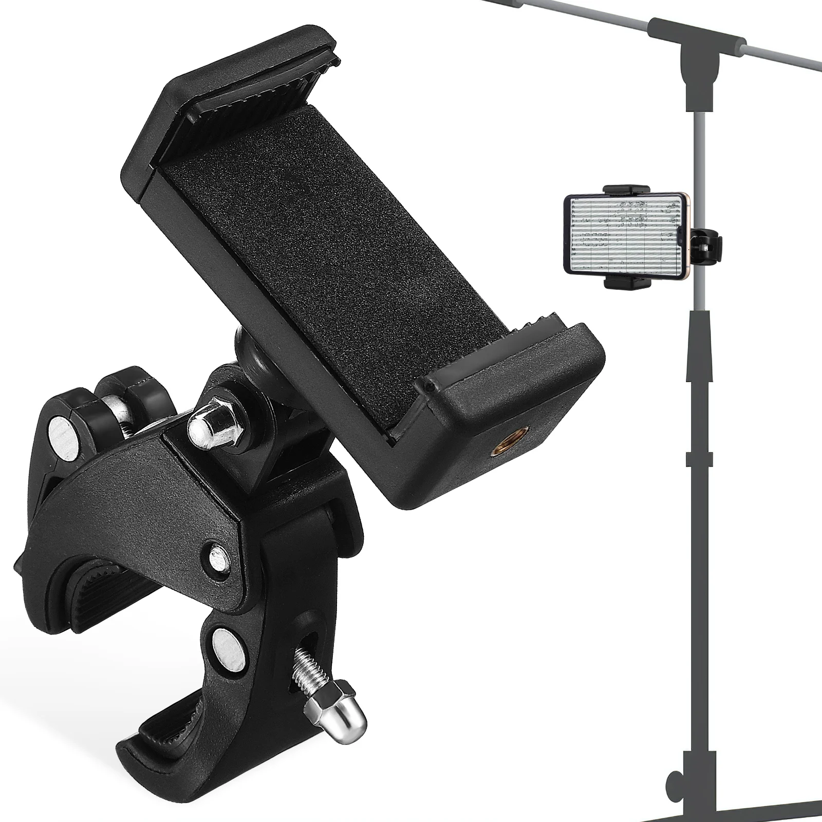 

Microphone Stand 180° Rotation (1 Bicycle Clip + Mobile Clamp Guitar Head Cellphone Holder Mini Abs Plastic