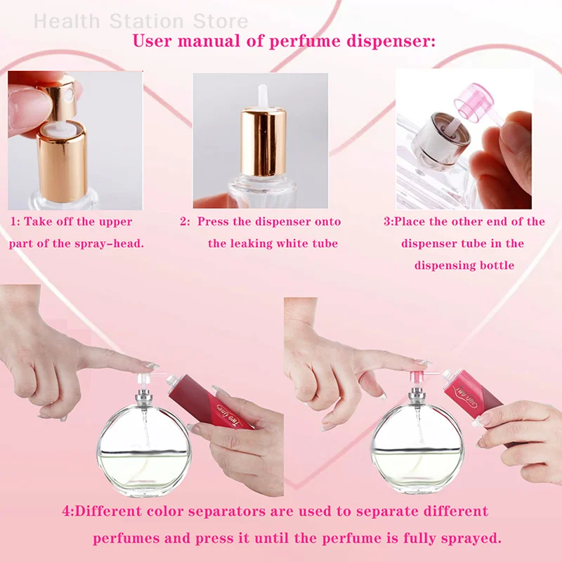 Przenośny 2w1 podróżny flakon na perfumy 5ml+5ml w kształcie serca, atomizer wielokrotnego napełniania, podwójna głowica, mini dozownik zapachów ABS