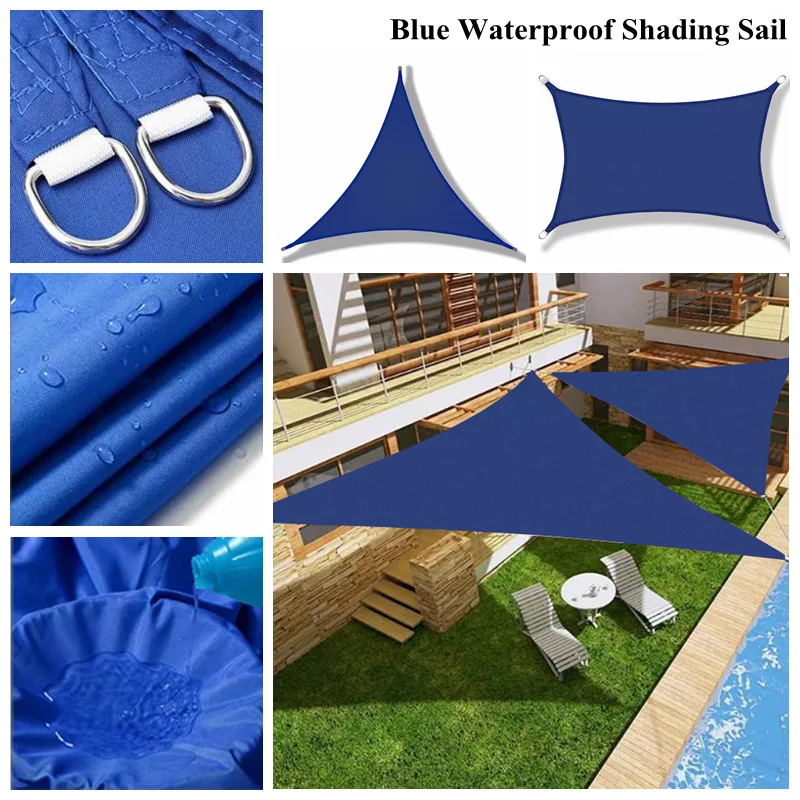 

Blue Sunshade Sail Garden Parasol Sail Car Shelter Rainproof Sunshade Cloth Waterproof Outdoor Awning Swimming Pool Shade Cover