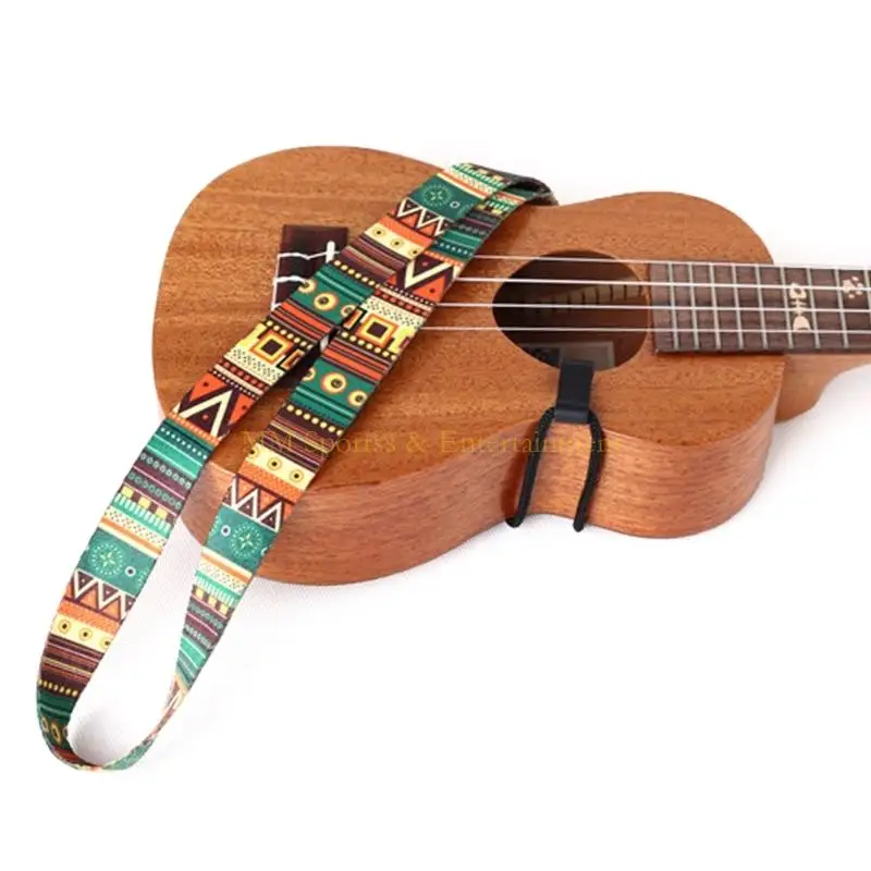 31BE Ethnic Clip On Ukulele Strap Adjustable Ukulele Ukulele Strap Easy to Use