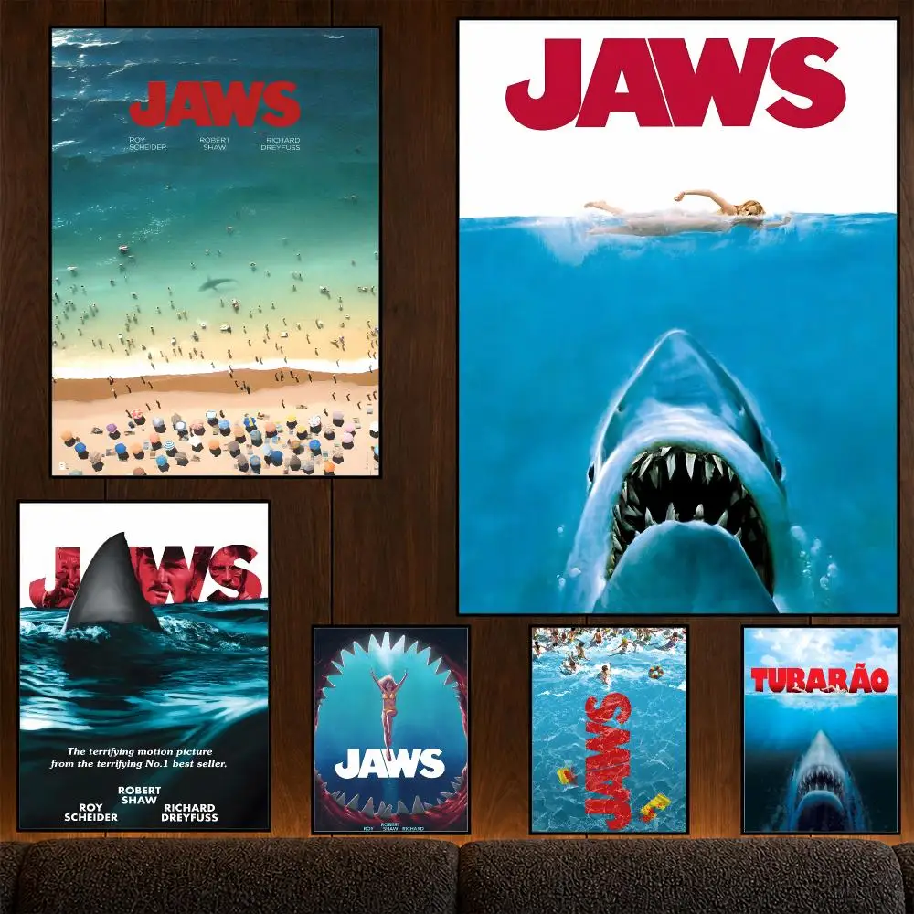 Movie Jaws Bruce Shark Amity Island Poster Wall Art Print HD Aesthetic Artwork Waterproof Printing For Fans Home Decor Gift