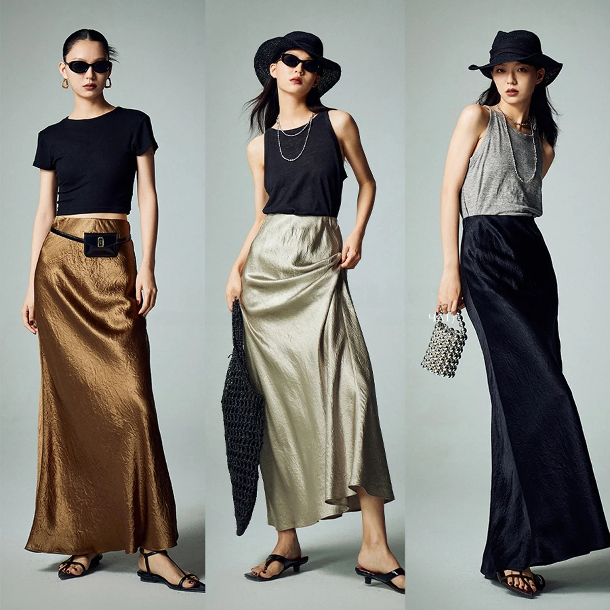 Automne 2025 nouveau Sle femmes Satin acétate v-ne Long Dr lourd fronde Dr brillant coupe asymétrique tenue décontracté