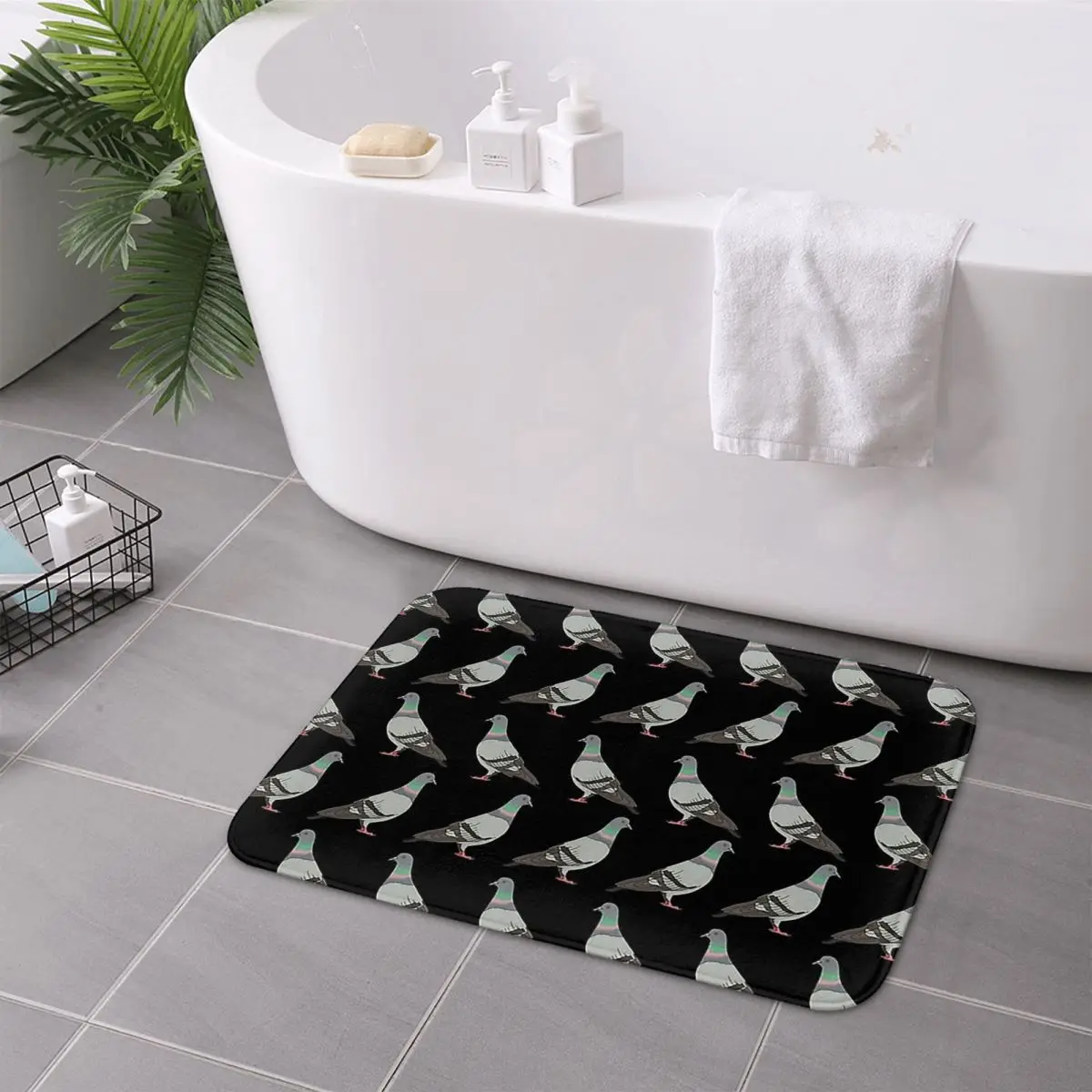 Pigeon Walk 2020, Black Background Anti-slip Doormat Floor Mat Durable Carpet Rug for Kitchen Entrance Home Bedroom Footpad Mats