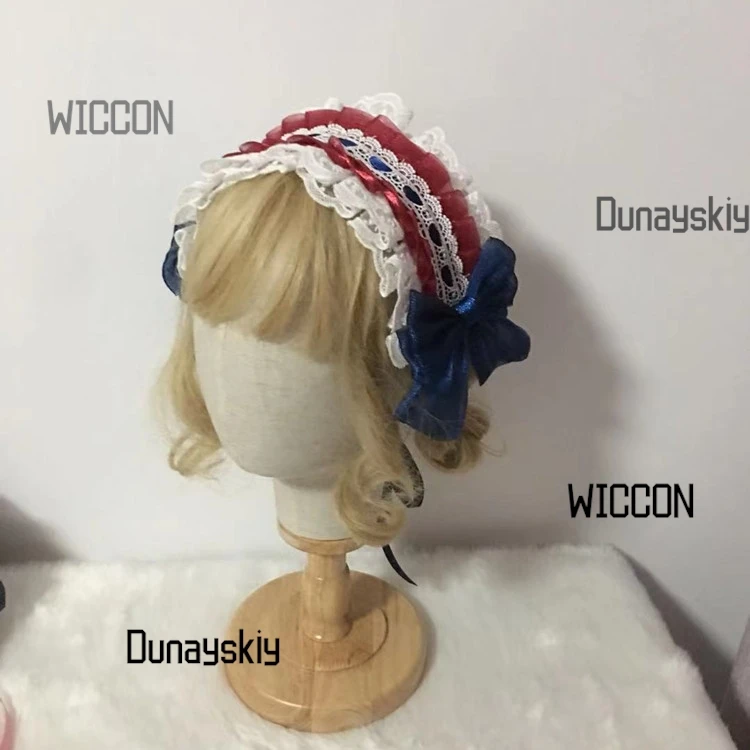 سنو وايت لوليتا بونيه الحلو شبكة قبعة مسطحة مع انفصال القوس كم الأصفاد خرافة الأميرة خوذة تأثيري/هالوين