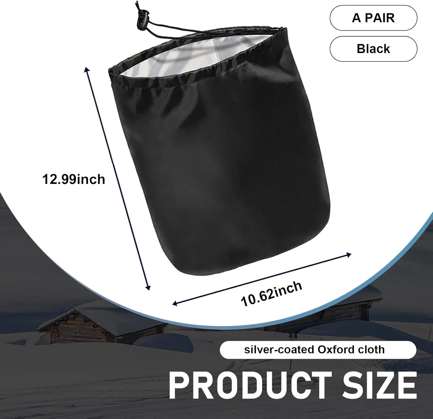 2 PCS Auto Rearview Mirror Snow Cover, Silver Coated Oxford Cloth Dust Protective Cover, Universal Accessories for Automobiles