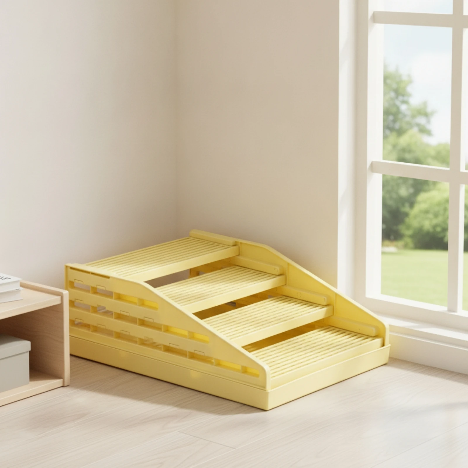 Litter Control Mat with Ramp Foldable Stepped Litter Ramp Washable Waterproof for Cats, Apartments