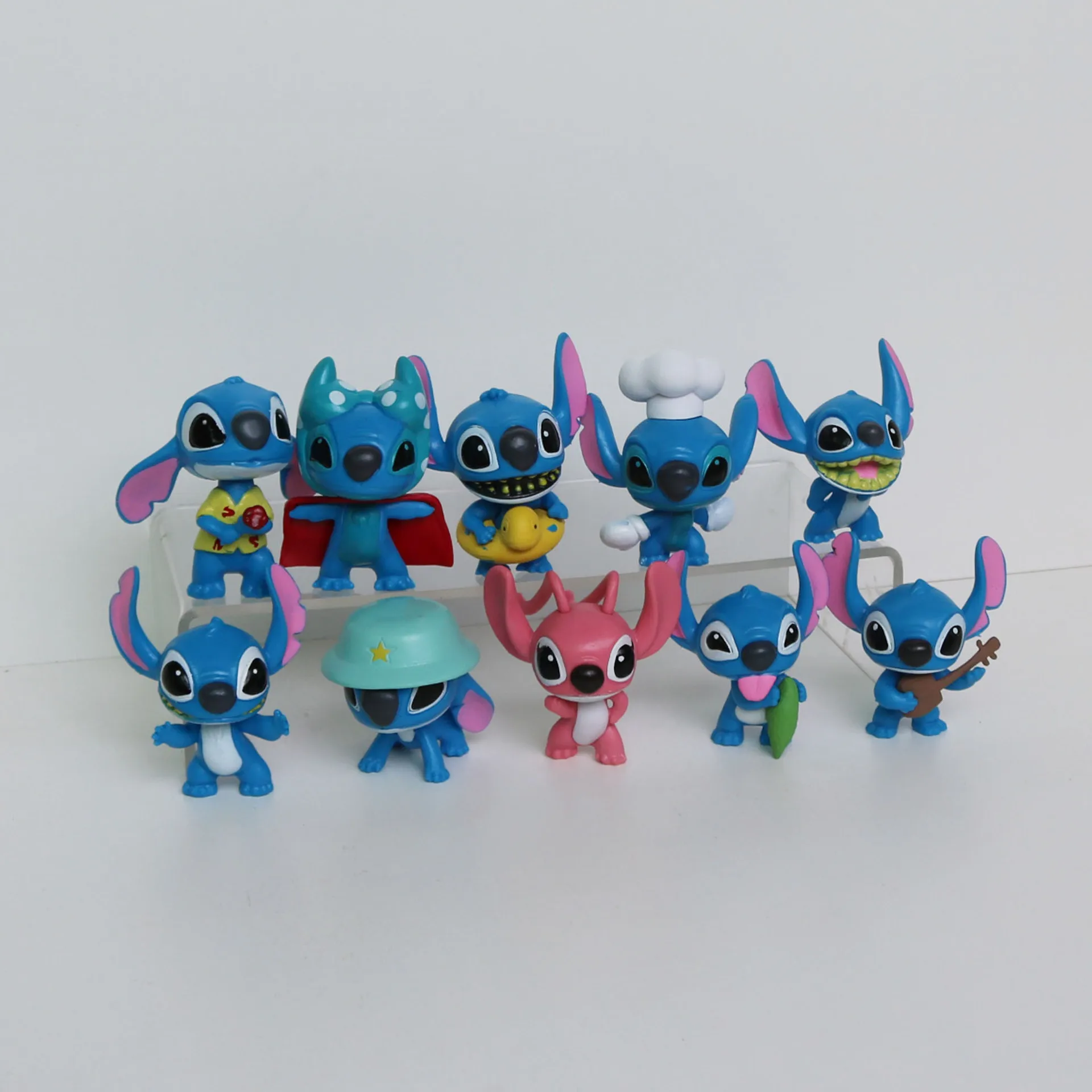 Miniso 10 pçs lilo & stitch dos desenhos animados figura bonito modelo coleção anime ornamento de mesa decoração do bolo aniversário crianças brinquedos presentes
