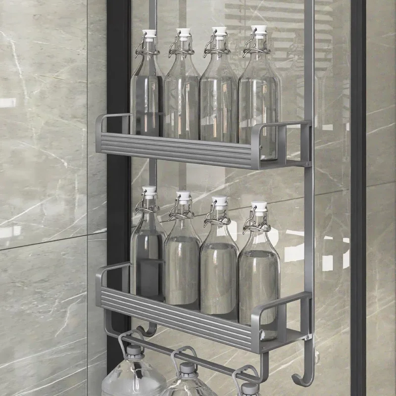 توفير المساحة غرفة الاستحمام هلام الاستحمام رف معلق الحمام منشفة ورقية سلة معلقة المنزل طبقة مزدوجة رف الحمام