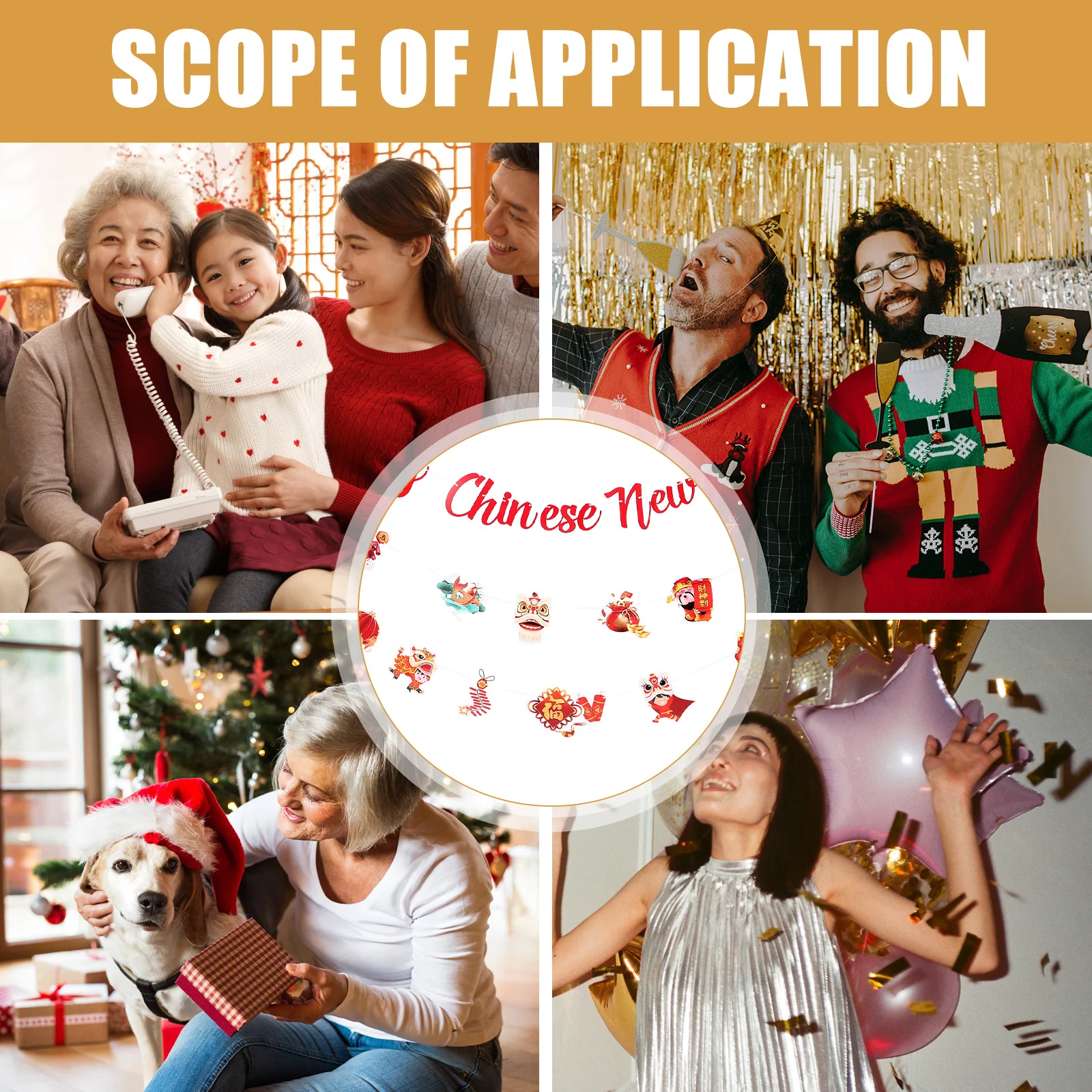 1 مجموعة 1 مجموعة سنة جديدة سعيدة راية كبيرة الحجم الطرف الديكور خلفية معلقة الرايات أعلام ل 2024 الاحتفال السنة الجديدة ديكور