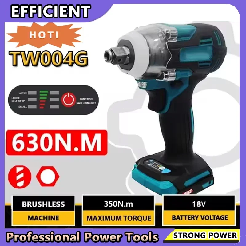 Passend für Makita TW004G 630 N.m bürstenloser Akku-Elektroschrauber, wiederaufladbarer Bohrschrauber, 18 V Akku, passend für Schraubendreher