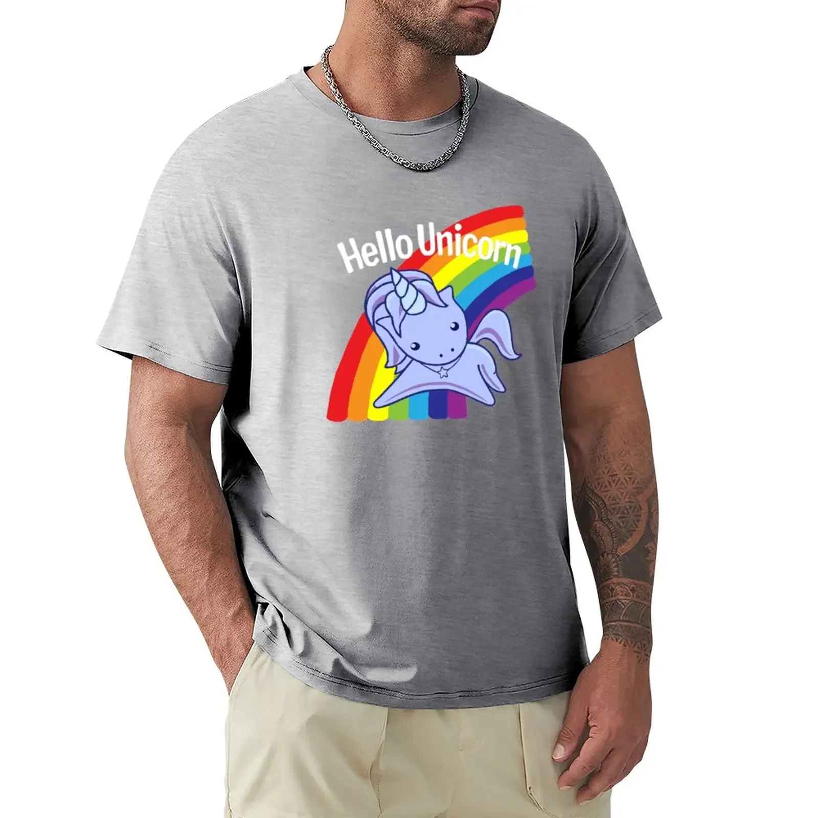 

Hello Unicorn T-Shirt anime summer tops cute clothes t shirt for men