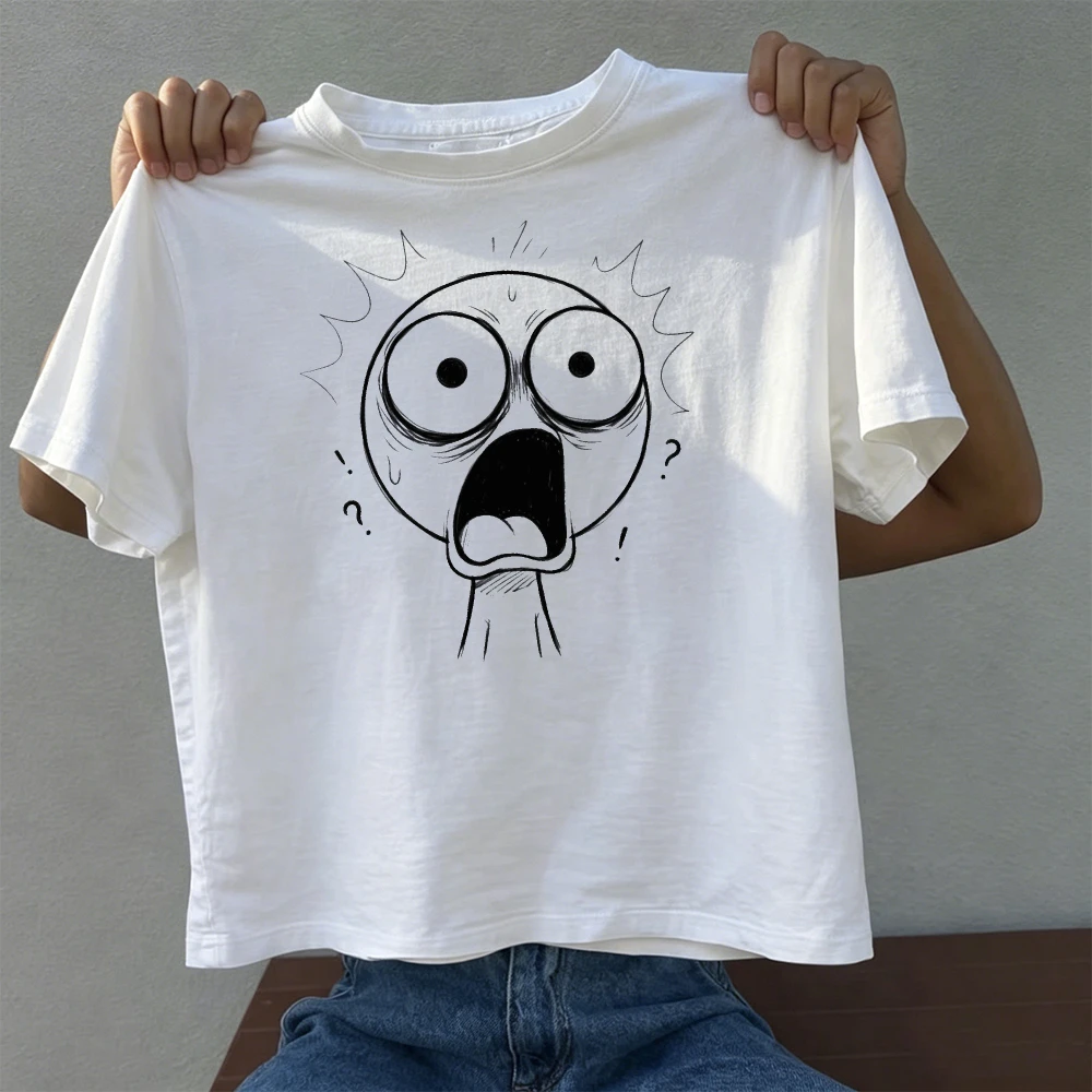 Spooked Scream Shock Face Expression Graphic T Shirt Men Sudden Surprise Meme Humor Tee Casual Summer Clothes
