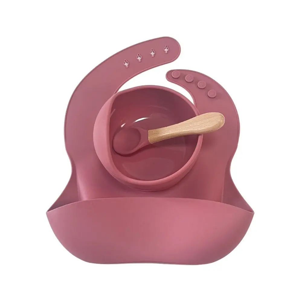 

Мягкая силиконовая миска для кормления ребенка, нагрудники/миска/ложка, силиконовая детская посуда, набор нагрудников, нескользящий набор из 3 предметов, детская обеденная миска