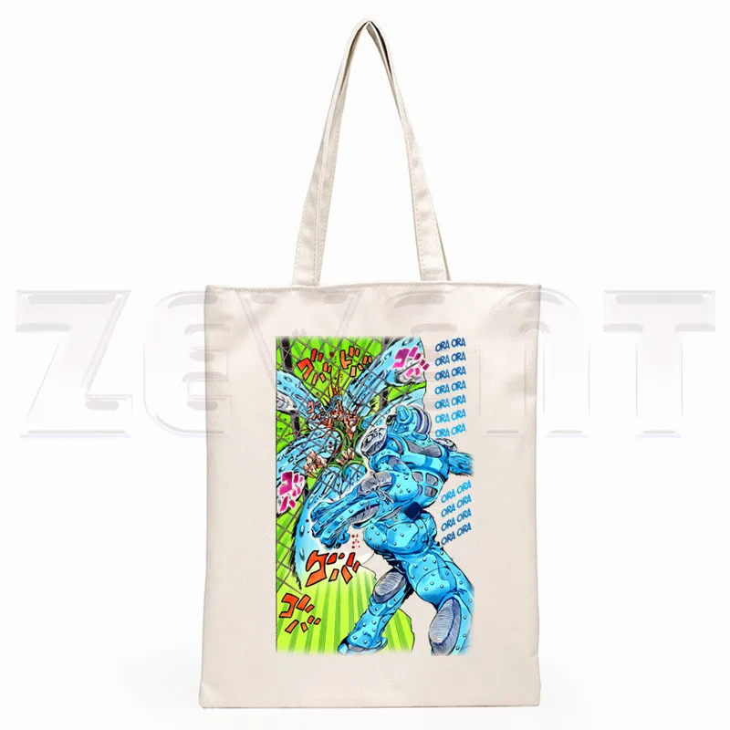 JoJo Bizarre Adventure Stone Ocean Steel Ball Run JoJo Lion bolsas de compras con estampado de dibujos animados para niñas, bolso de mano informal a la moda