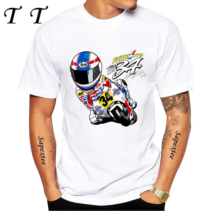 

KEVIN SCHWANTZ #34 GP Classic Riding T-Shirt New Men Short Sleeve GS Adventure Motorcycle Sport Shirt Casual Boy White Tees Tops