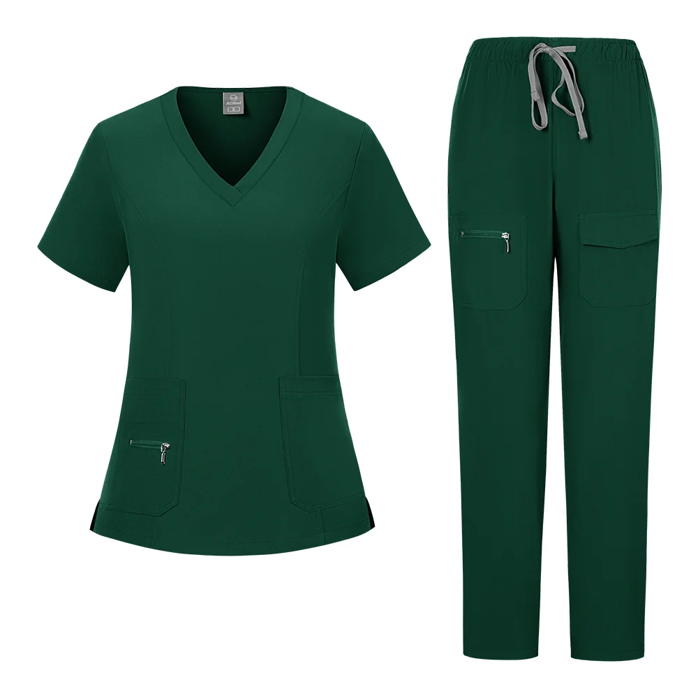 도매 의료 유니폼 조깅 슈트 의사 간호사 스크럽 세트 병원 외과 작업복 여러 가지 빛깔의 여성 스크럽 정장 착용
