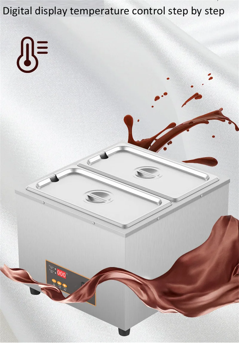 Machine de fusion de chocolat électrique multifonctionnelle, affichage numérique commercial, chauffage et isolation, pot de 1/2/4