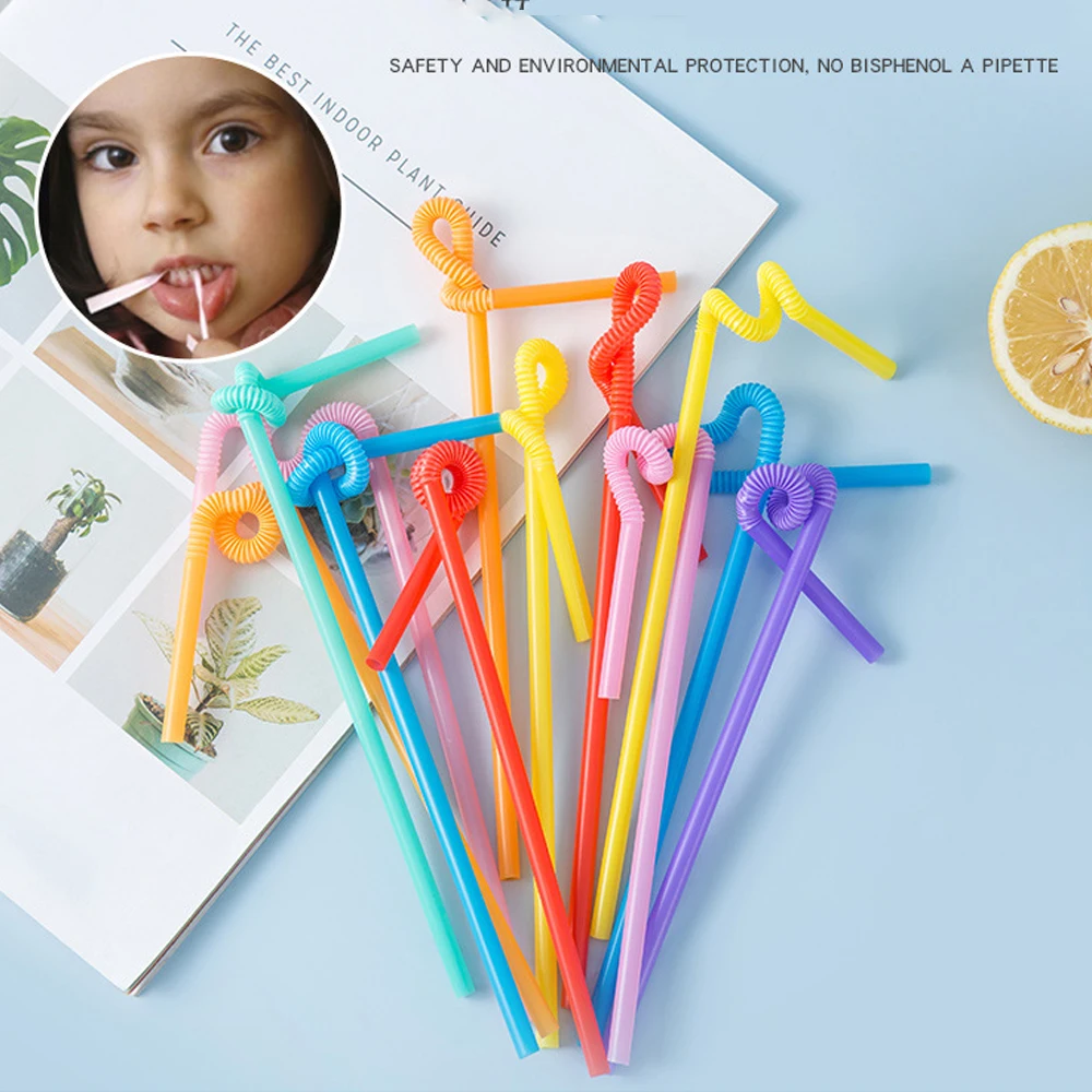 50/1000Pcs Foldable Multicolor Drinking Straws Kunststof Cocktail Beverage Straws for Party Kitchen Wedding Pajitas Plastique