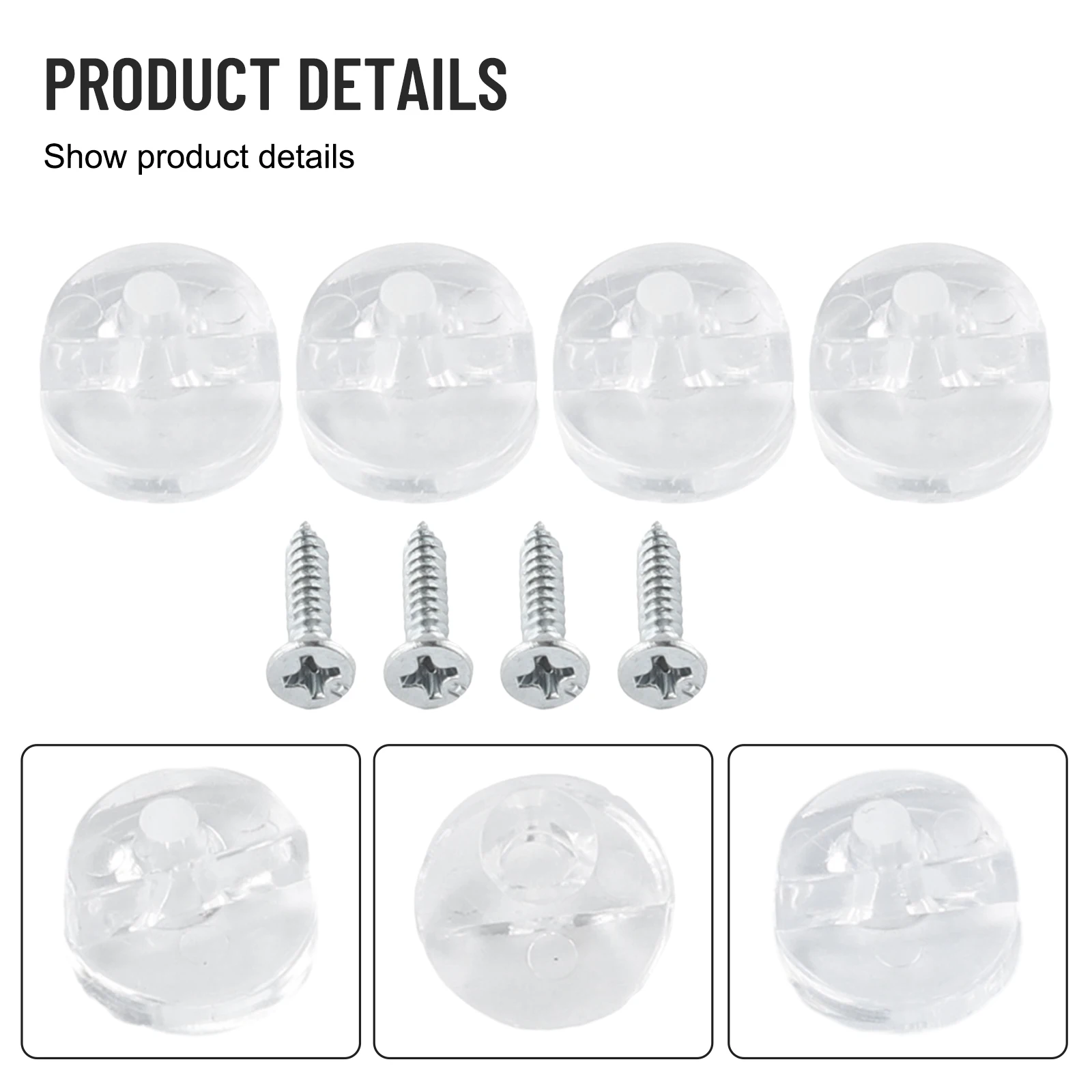 Mirror Wall Clips Fixing Set Plastic Glass Clamps Frameless Clip Glass Bracket Mounting Hanging + 4 Fixing  Screws