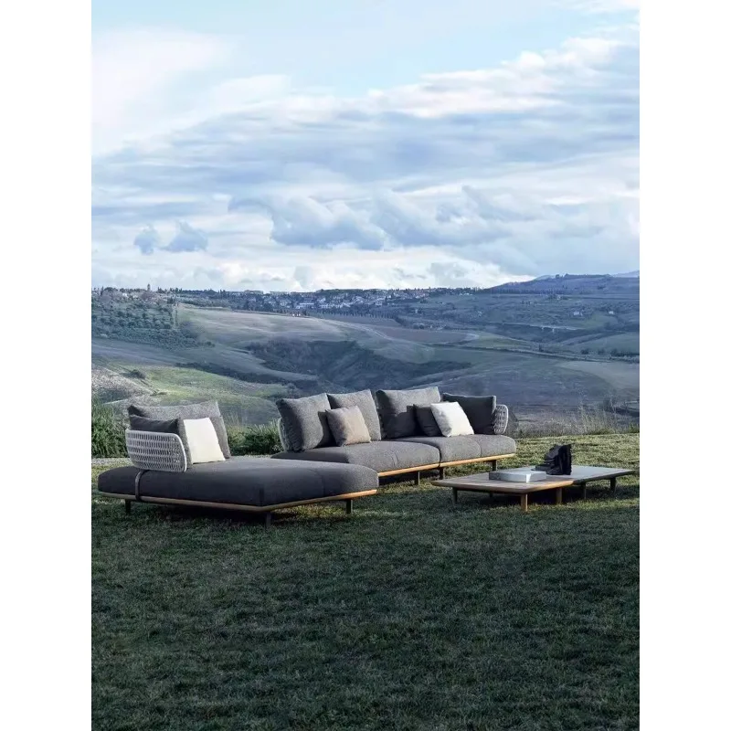 Solid wood outdoor sofa rain protection sun protection terrace outdoor coffee table