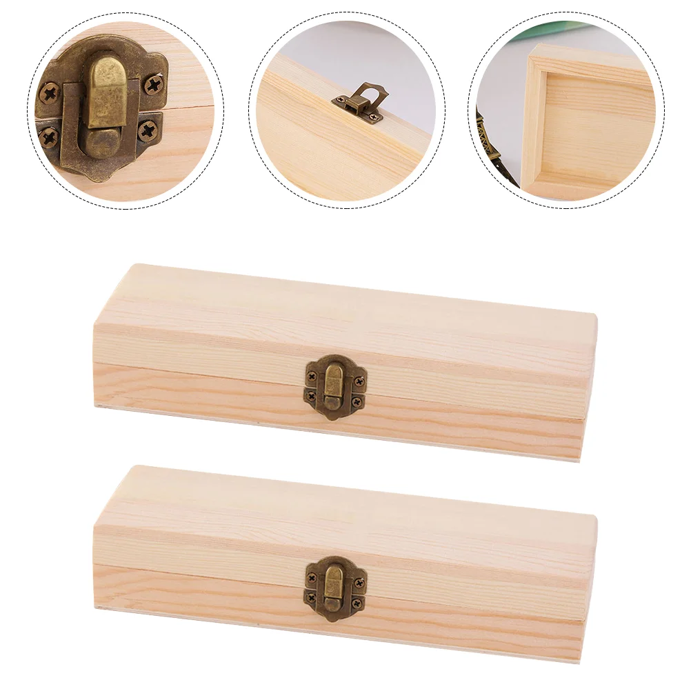 Paintable Wooden Pencil Case Shirt Boxes for Presents Storage Container Stationery Desktop