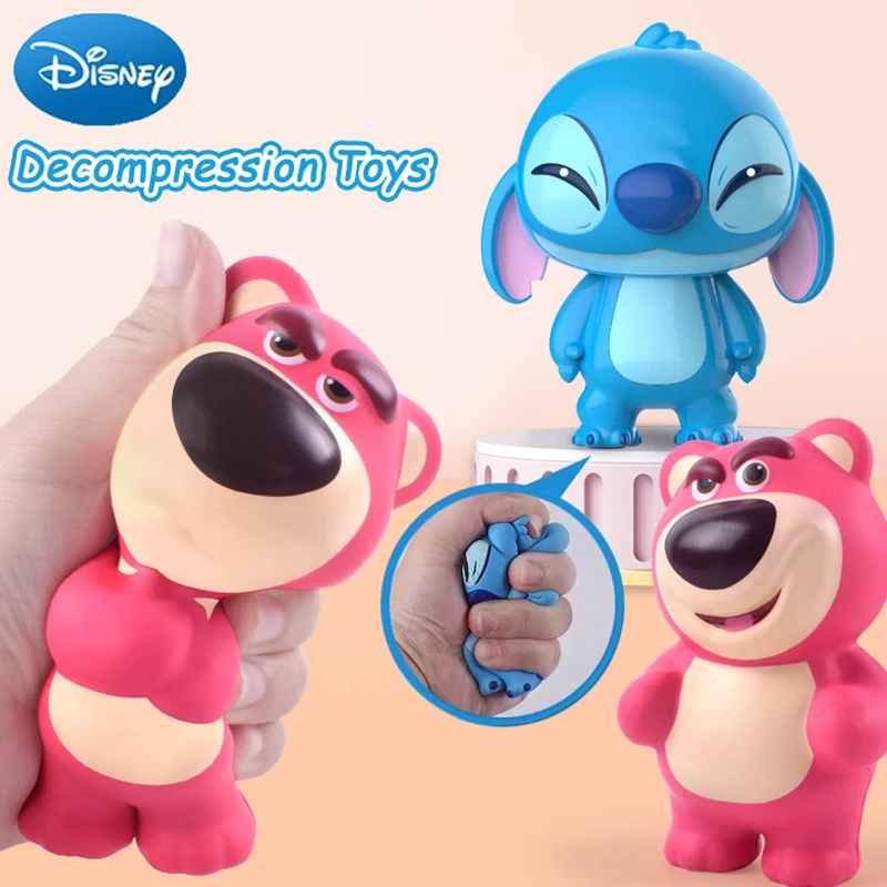 Disney Decompression Toys Stitch Lotso Model Soft Slow Rebounding Decompression Toys for Kids Birthday Healing Toy Gift Genuin