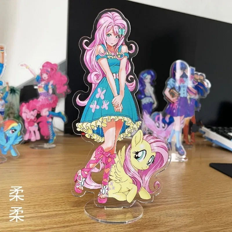 My Little Pony Pinkie Pie Fluttershy akrilik oksford berdiri 10cm Dekorasi Desktop ornamen hadiah kartun untuk teman terbaik