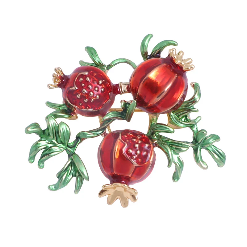 Creative New Fashion Fruit Pomegranate Painting Oil Brooch Female Clothing Lapel Pin Plant Enamel Brooches For Woman