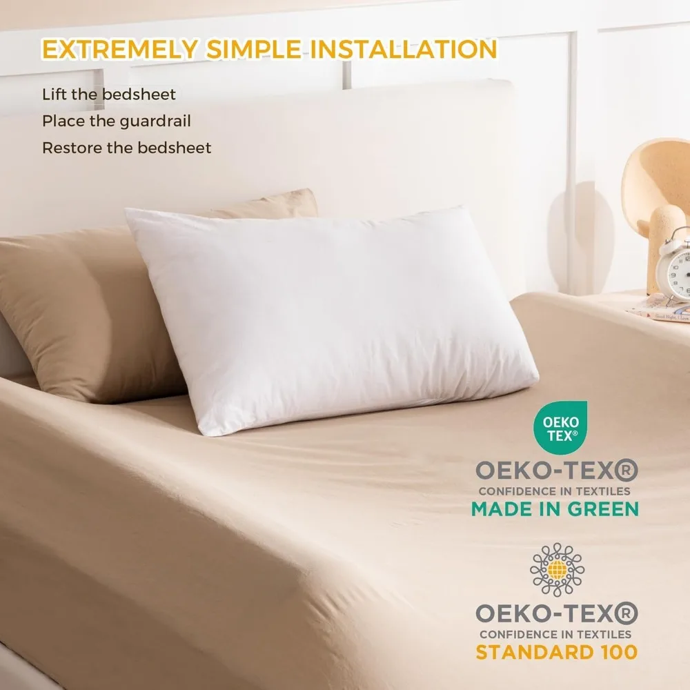 Protector de parachoques de cama plegable con almohadillas antideslizantes, cubierta lavable impermeable para niños pequeños y mayores