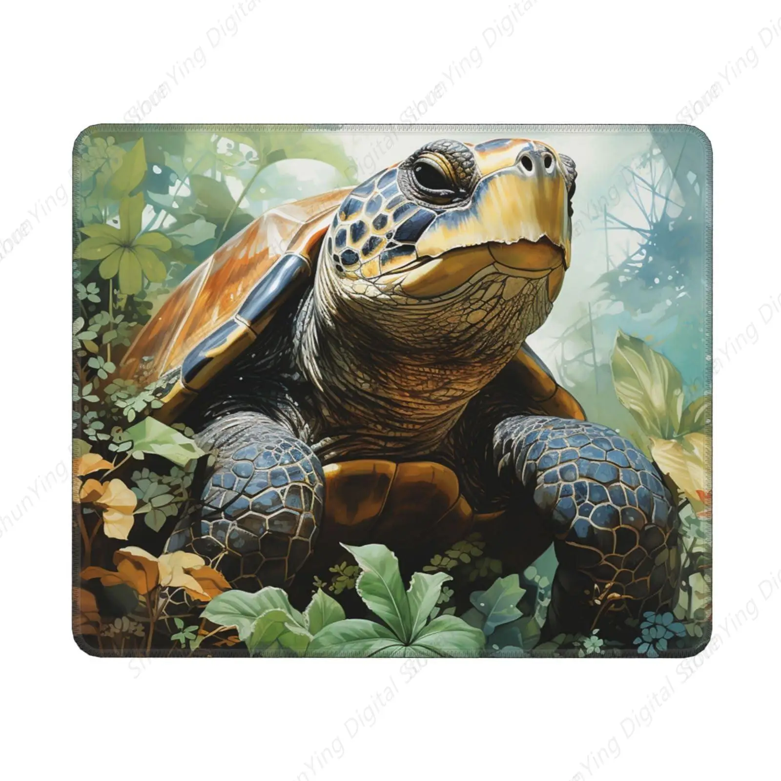 

Mouse Pad With Rubber Base Game Desk Pad Turtle And Green Leaf Office Decoration Washable For Gaming Work Computer 25*30cm