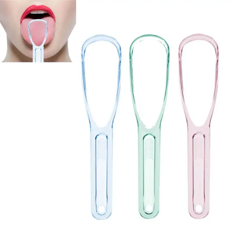 1PC Food Grade Plastic Simple Tongue Scraper Oral Tongue Cleaner Mouth Cleaning Brush Reusable Fresh Breath Maker Fresh Breath