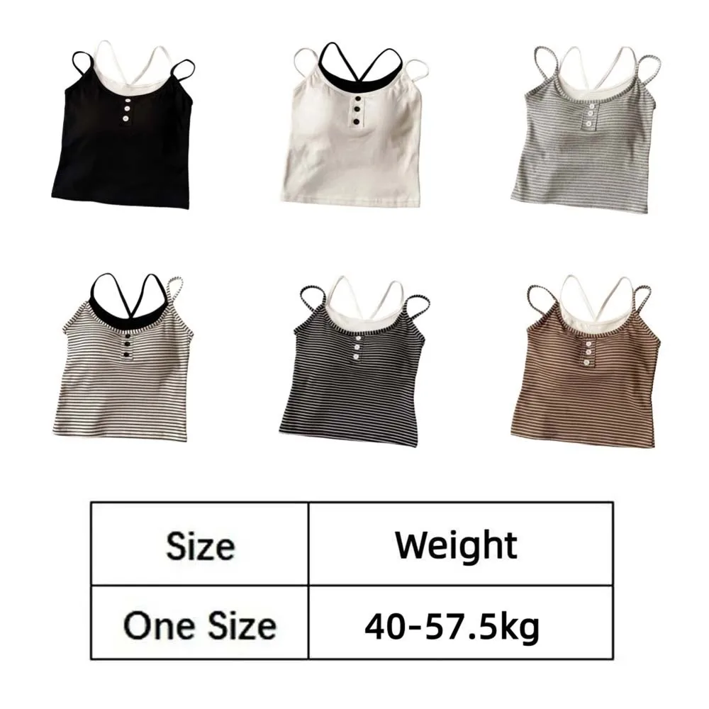 Ins Fashion مع وسادة الصدر شريط بروتيل بلا أكمام الشارع الشهير شريط مشد الكورية Ins الدبابات الحمالة سترة الربيع الصيف #6