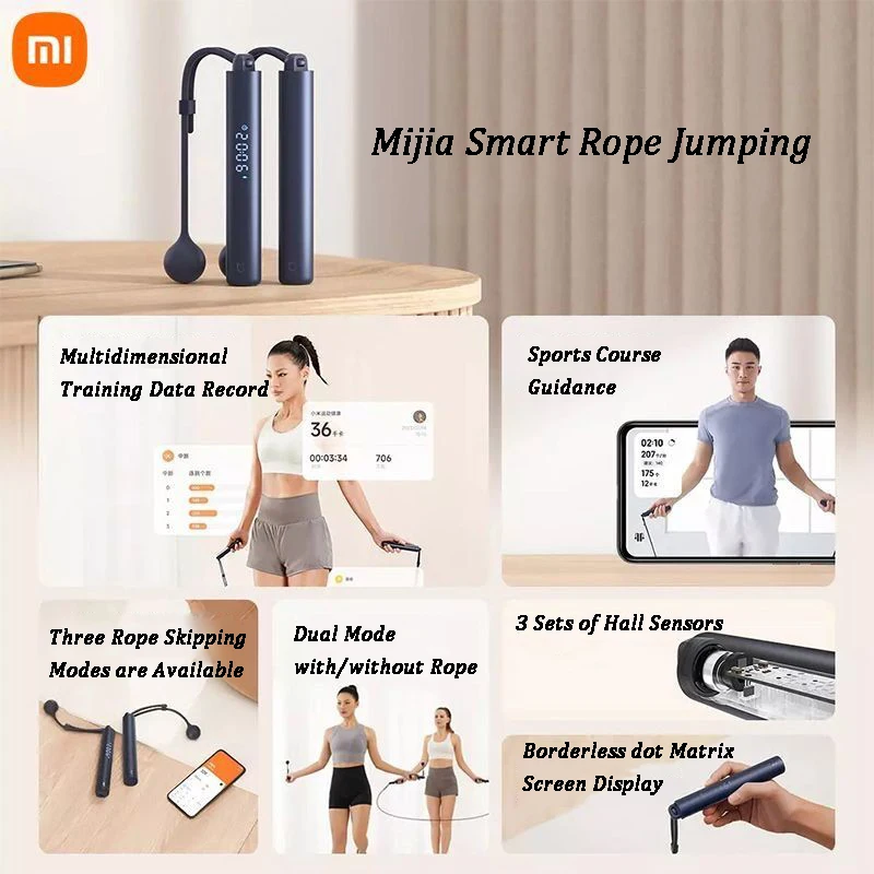 Imagem -06 - Xiaomi-mijia Smart Training Rope Jumping App Registro de Dados Carregamento tipo c Ajustável Resistente ao Desgaste Profissional