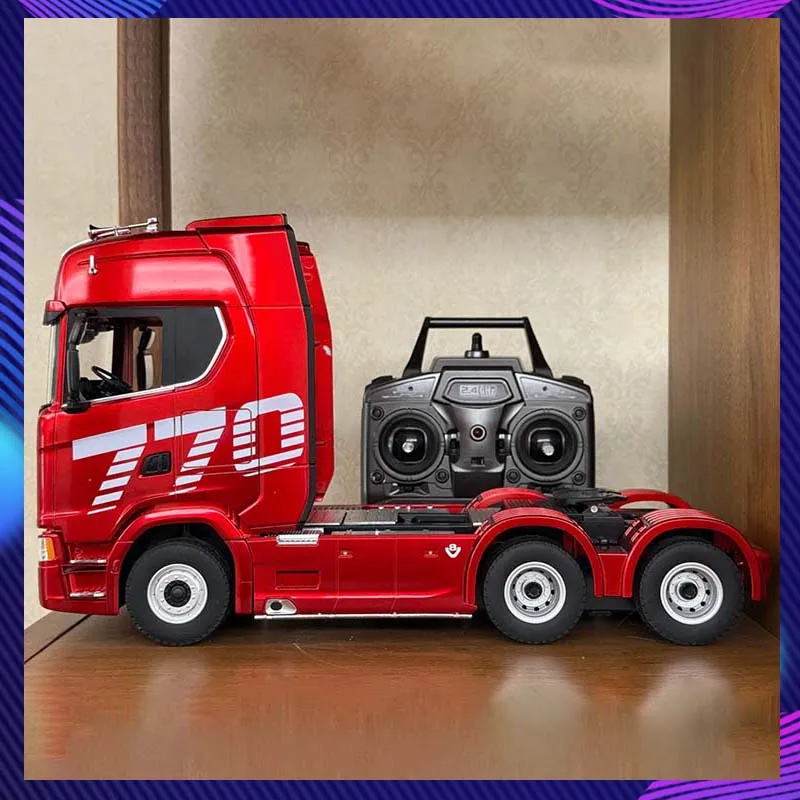 RC Car 1501 Truck Car Head 770S V8 1/18 RC Alloy Tractor Truck 19CH Engineering Trailer Truck With Light Sound Tractor Toy Gift