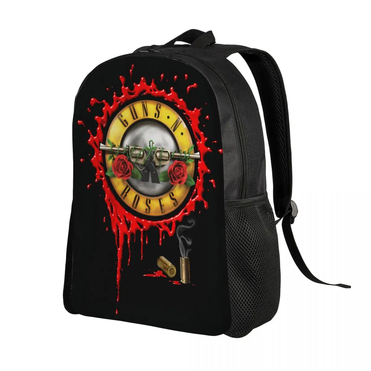 Custom  Heavy Metal Guns N Roses Bullet Logo Backpack for Girls Boys School College Travel Bags Bookbag Fits 15 Inch Laptop