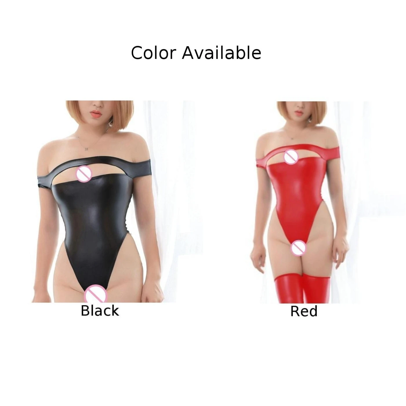 Pu-leer wetlook bodysuit lingerie dames sexy open kruis clubwear hoog uitgesneden nachtkleding zwart rood vrije maat