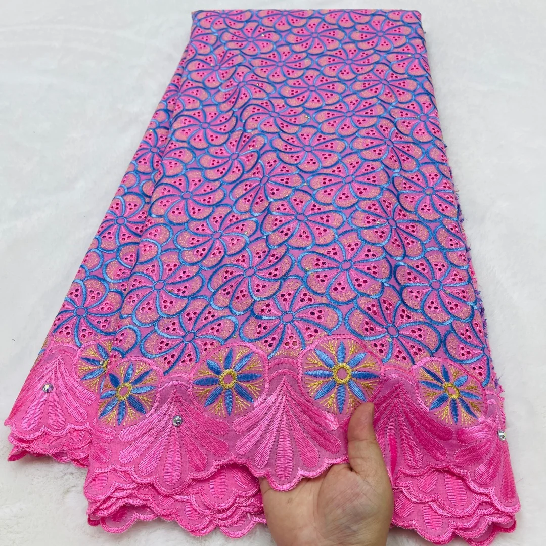 

New High Quality Nigerian Cotton Lace Fabric Embroidery Lace 2026 African Swiss Voile Lace Fabric Elegant Dress for Women Sewing