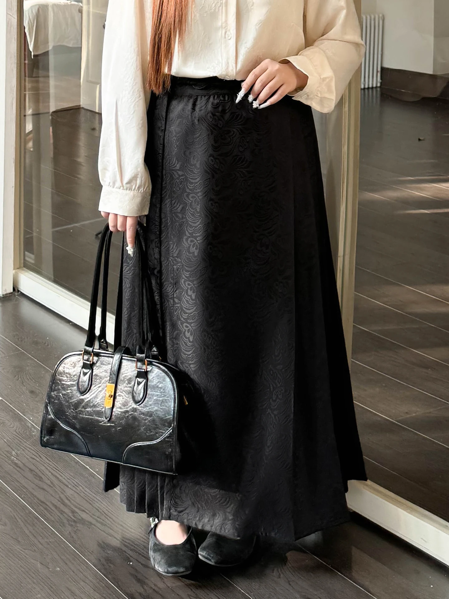 

Новая летняя юбка А-силуэта с высокой талией и цветочной вышивкой в китайском национальном стиле для полных женщин