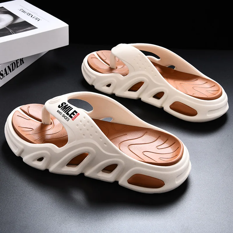 Men's Beach Sandals 2026 New Summer Fashion Anti-slip Wear-resistant Outdoor Slippers Trendy Youth Style EVA Material