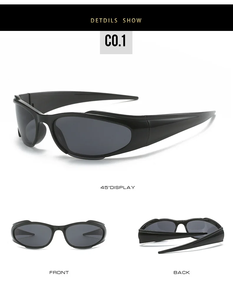 Y2K Sport Punk Sonnenbrille Frauen Männer 2025 Neue Luxus Marke Mode Retro 2000 der Brillen Vintage Steampunk Sonnenbrille Shades UV400 – Detail 9