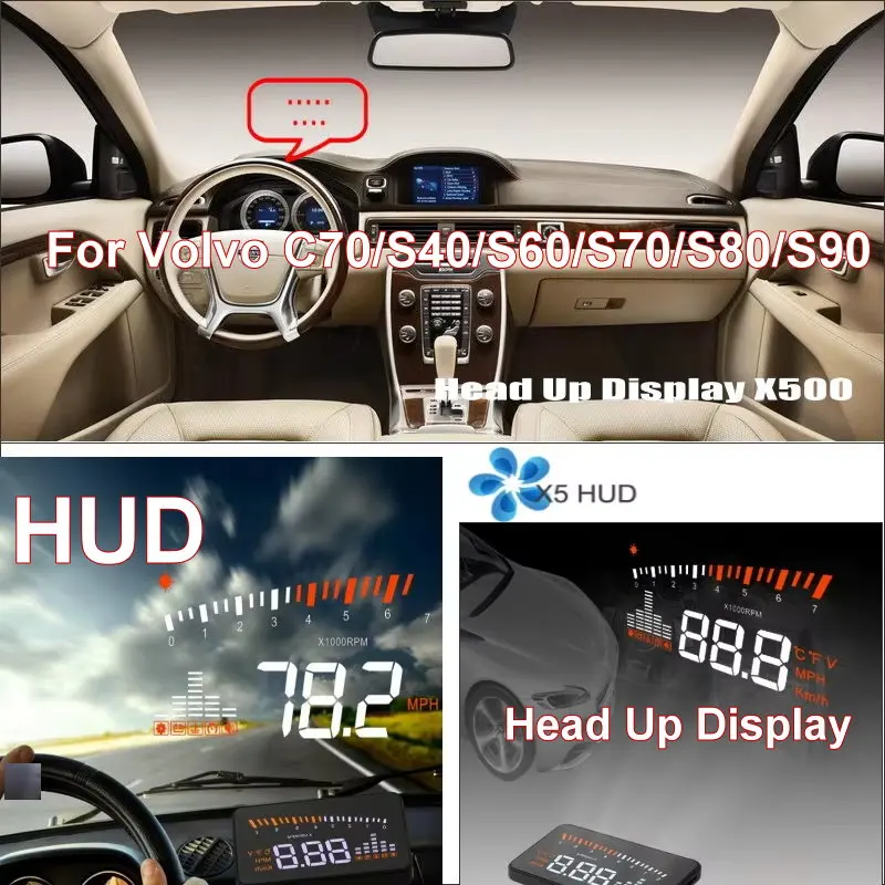 

For Volvo C70/S40/S60/S70/S80/S90/V40/V70/V90/XC70 2000-2024 Car HUD Head Up Display Auto Accessories Safe Driving Screen
