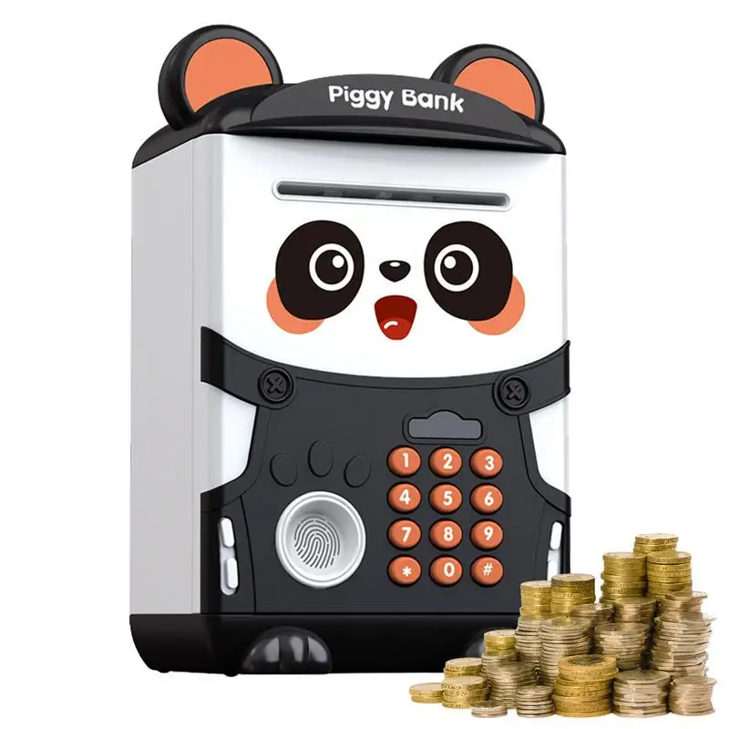 

Piggy Bank For Kids Electronic Password Piggy Bank Kids Safe Bank Fingerprint Panda Cartoon Mini ATM Bank Toy For Boys And Girls