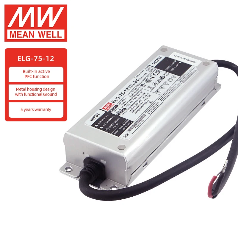 

Mean Well ELG 75W 3Y Led Driver 12V 24V 36V 42V 48V Constant Voltage Constant Current for LED