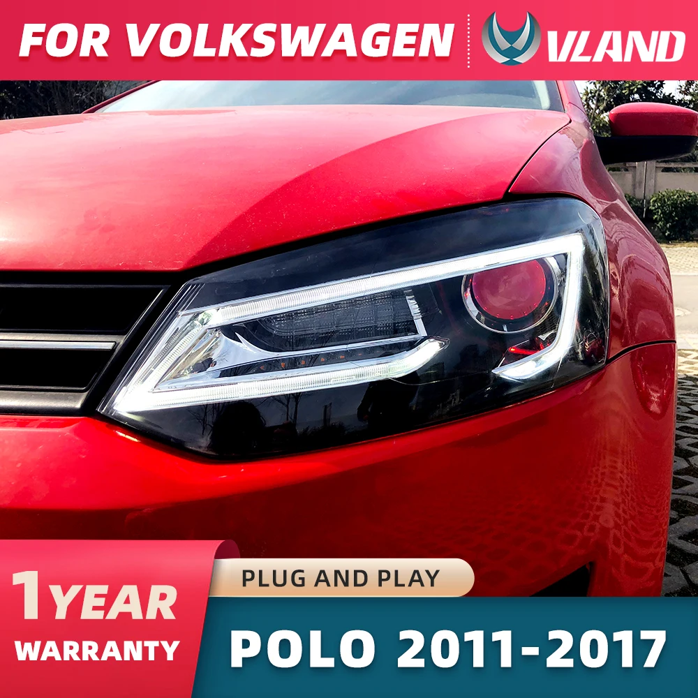 VLAND Car Styling for VW Polo Headlights 2011-2018 Vento LED Headlight New Polo Design DRL Head Lamp Bi Xenon Beam Accessories