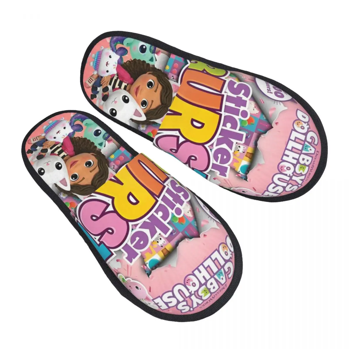 Gabbys Girl Dollhouse Sticker Burst Home Cotton Slippers Bedroom Cozy Memory Foam Slides Anti Slip